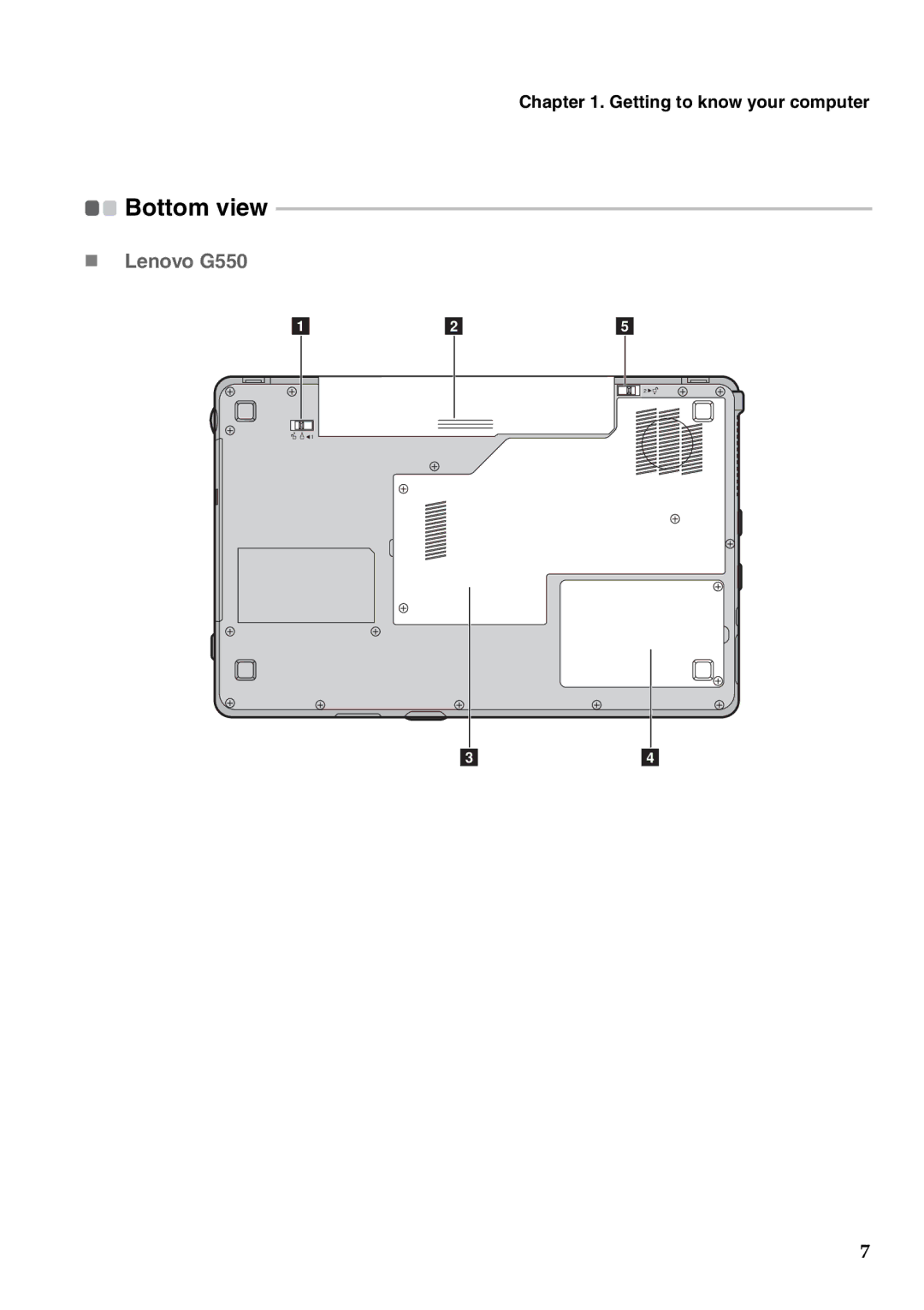 Lenovo 2958XFU, G550 manual Bottom view 