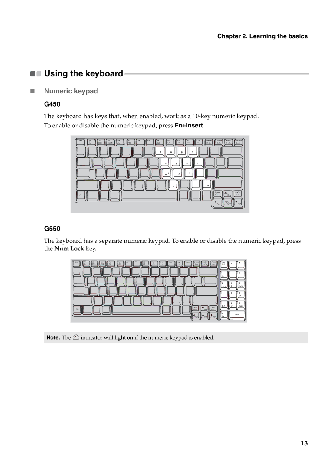 Lenovo 2958XFU manual „ Numeric keypad, G550 