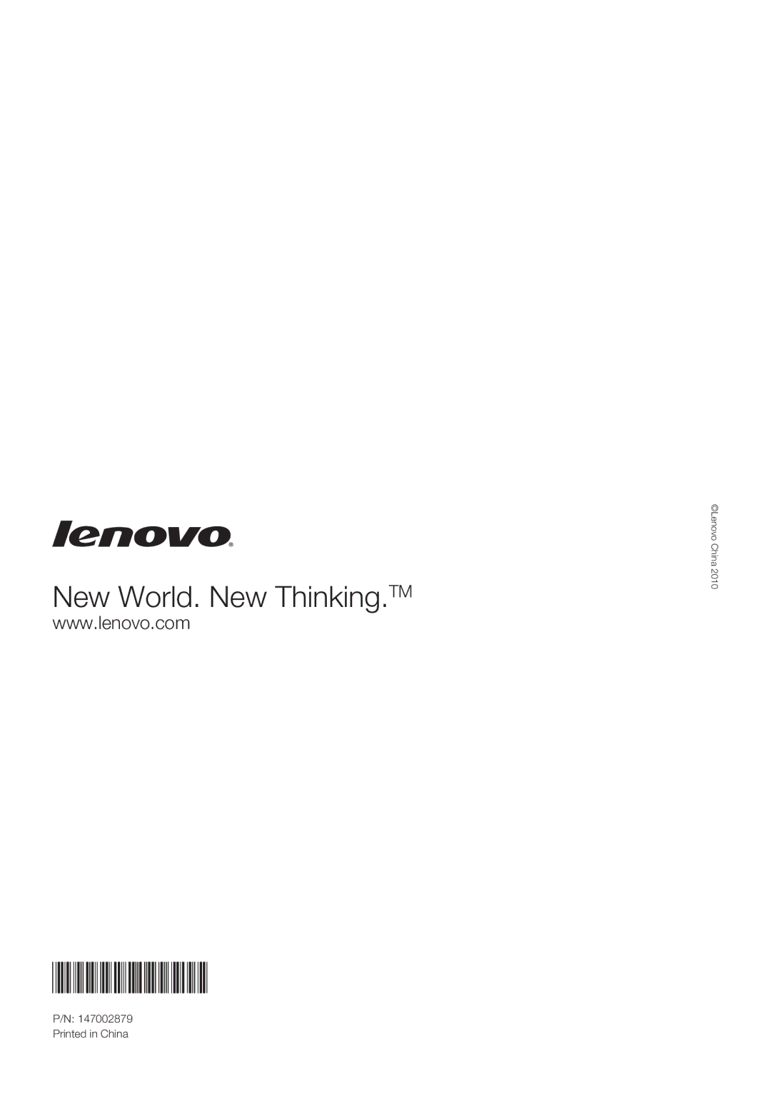 Lenovo G555, G455 manual New World. New Thinking.TM 