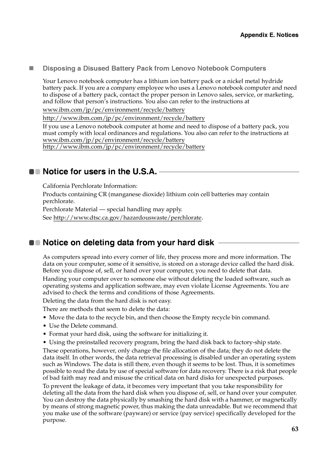 Lenovo G455, G555 manual Appendix E. Notices 