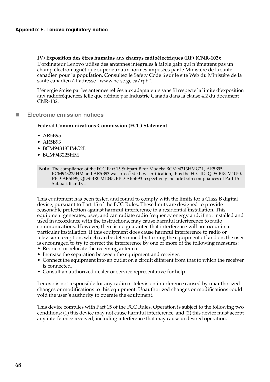 Lenovo G555, G455 manual „ Electronic emission notices, Federal Communications Commission FCC Statement 