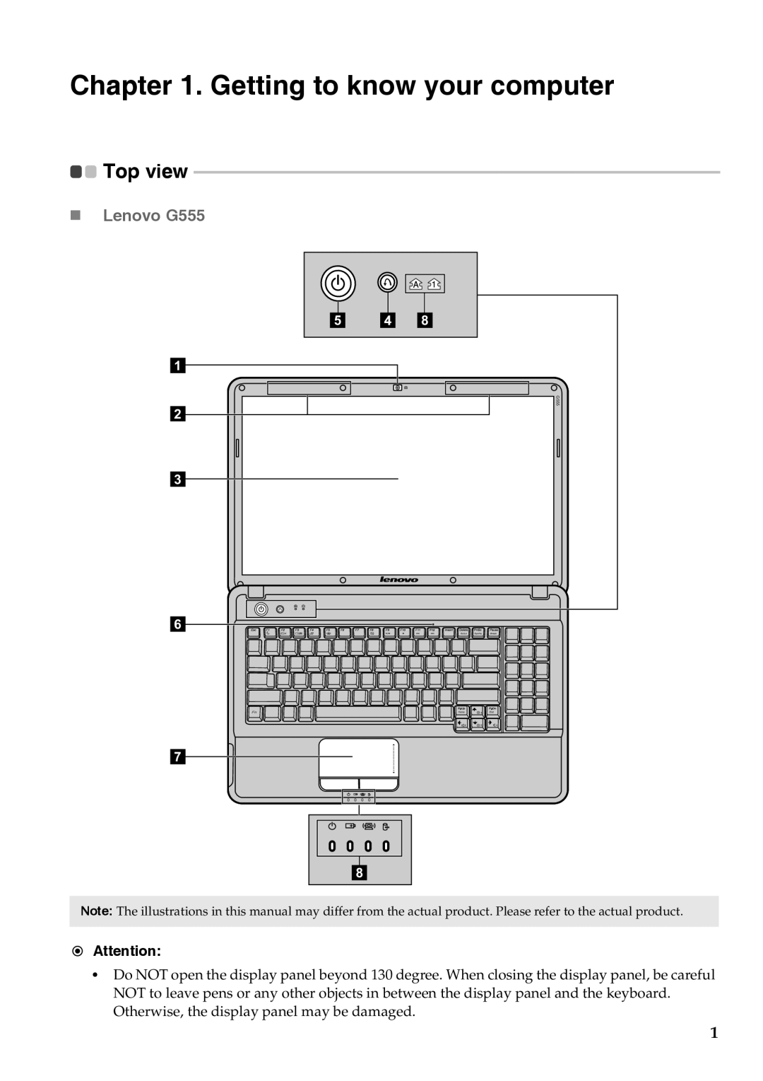 Lenovo G455 manual Getting to know your computer, „ Lenovo G555 