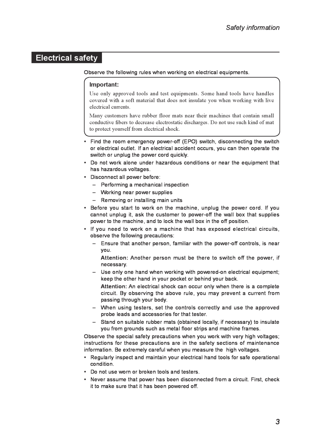 Lenovo G560 manual Electrical safety, Safety information 