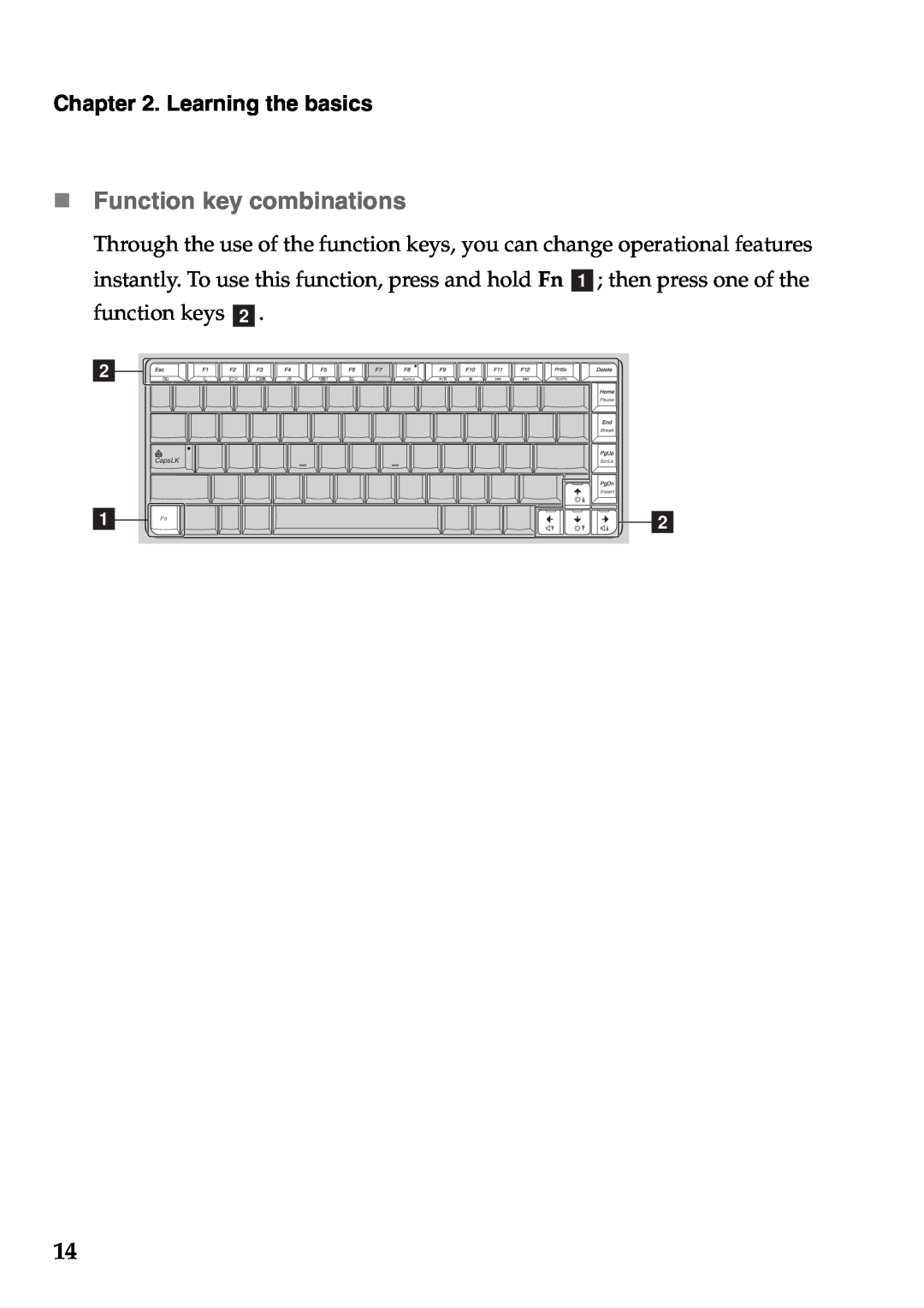 Lenovo G565, G465 manual „ Function key combinations, CapsLK 