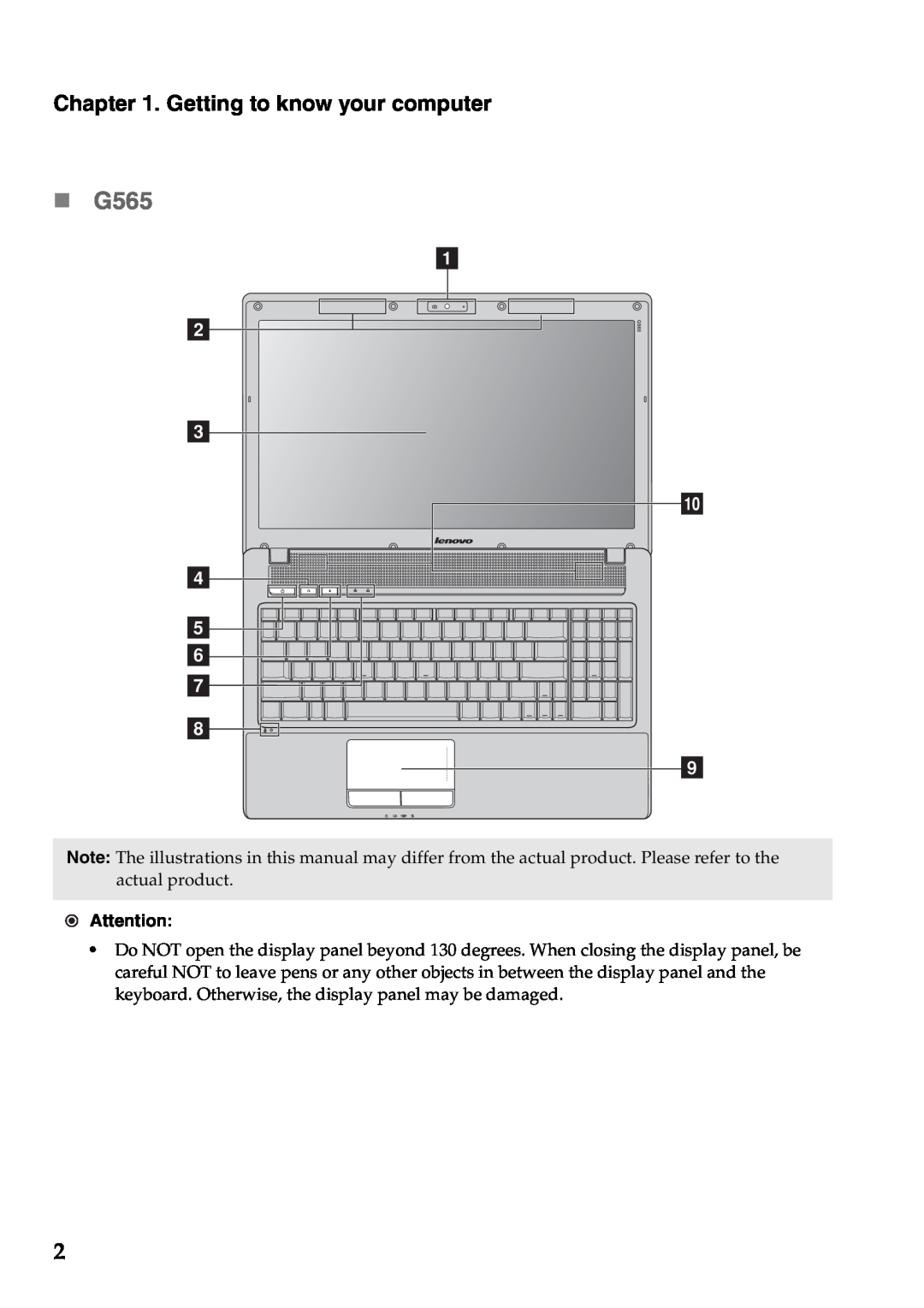 Lenovo G465 manual „ G565, Getting to know your computer 