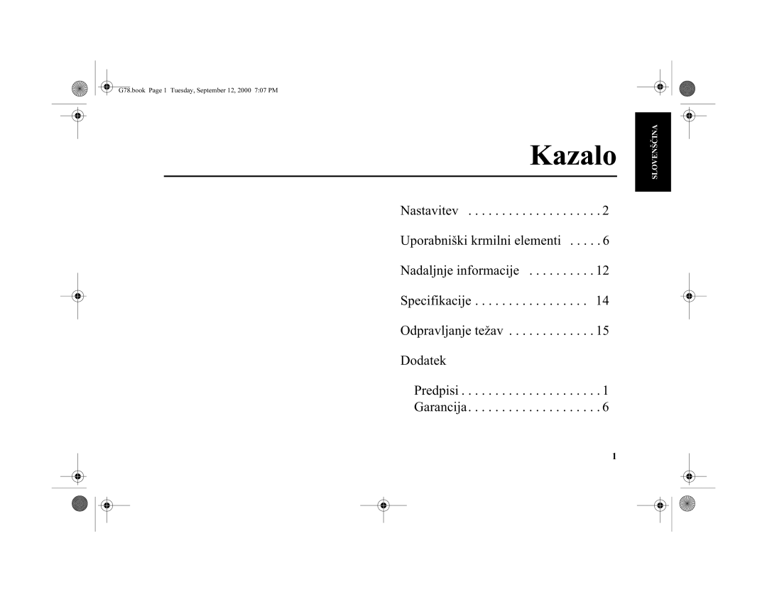 Lenovo 6627-3AN, G78, 6627-7AN, 6627-4AS manual Nastavitev, Specifikacije, Uporabni˛kikrmilnielementi, Nadaljnjeinformacije 