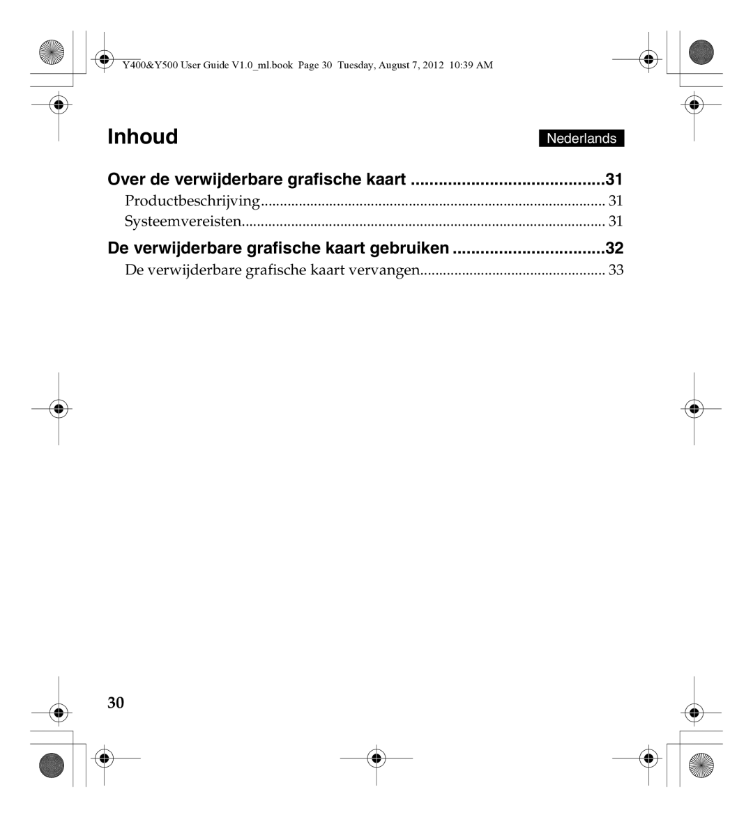 Lenovo Gn35, 0C22230 manual Inhoud, De verwijderbare grafische kaart gebruiken 