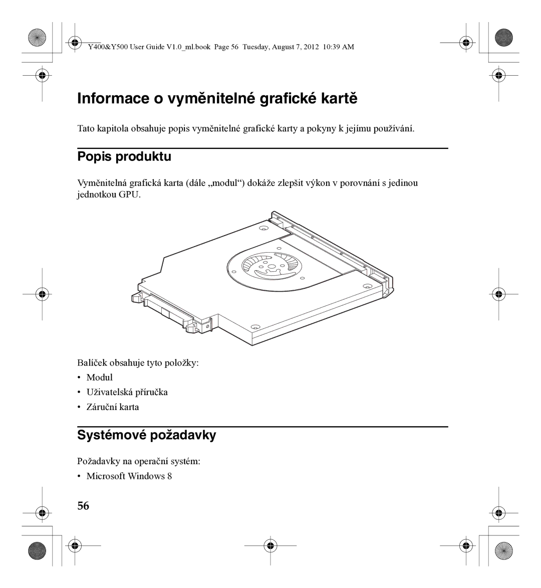 Lenovo Gn35, 0C22230 manual Informace o vyměnitelné grafické kartě, Popis produktu, Systémové požadavky 