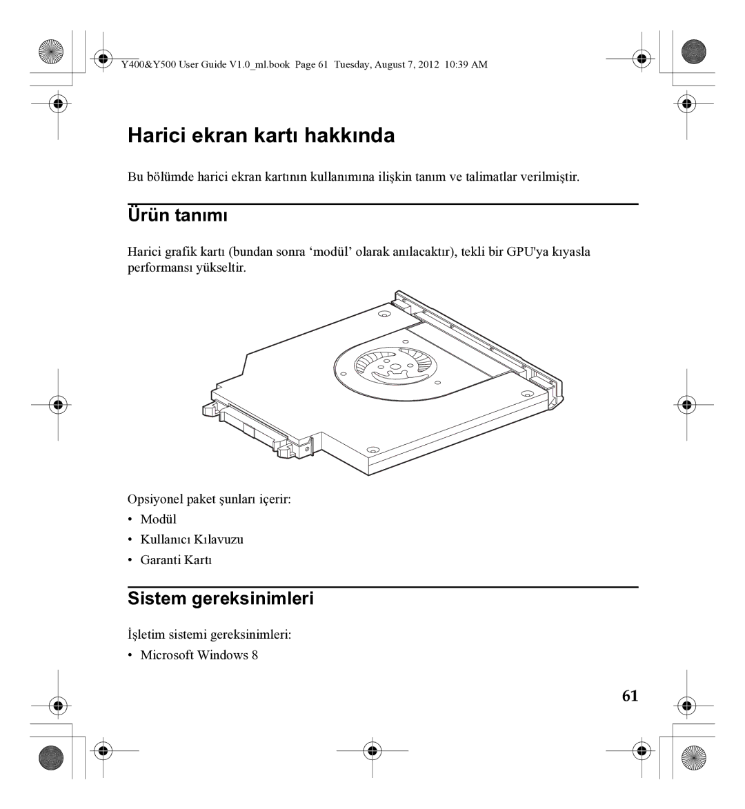 Lenovo 0C22230, Gn35 manual Harici ekran kartı hakkında, Ürün tanımı, Sistem gereksinimleri 