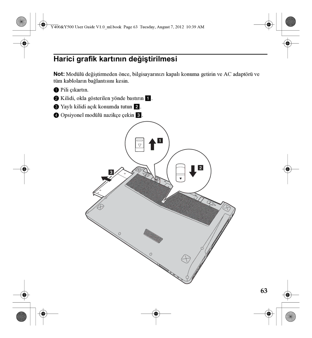 Lenovo 0C22230, Gn35 manual Harici grafik kartının değiştirilmesi 