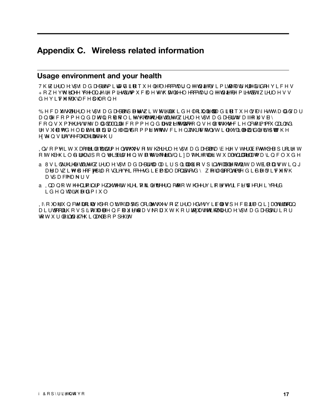 Lenovo GOBI 4000 manual Appendix C. Wireless related information, Usage environment and your health 