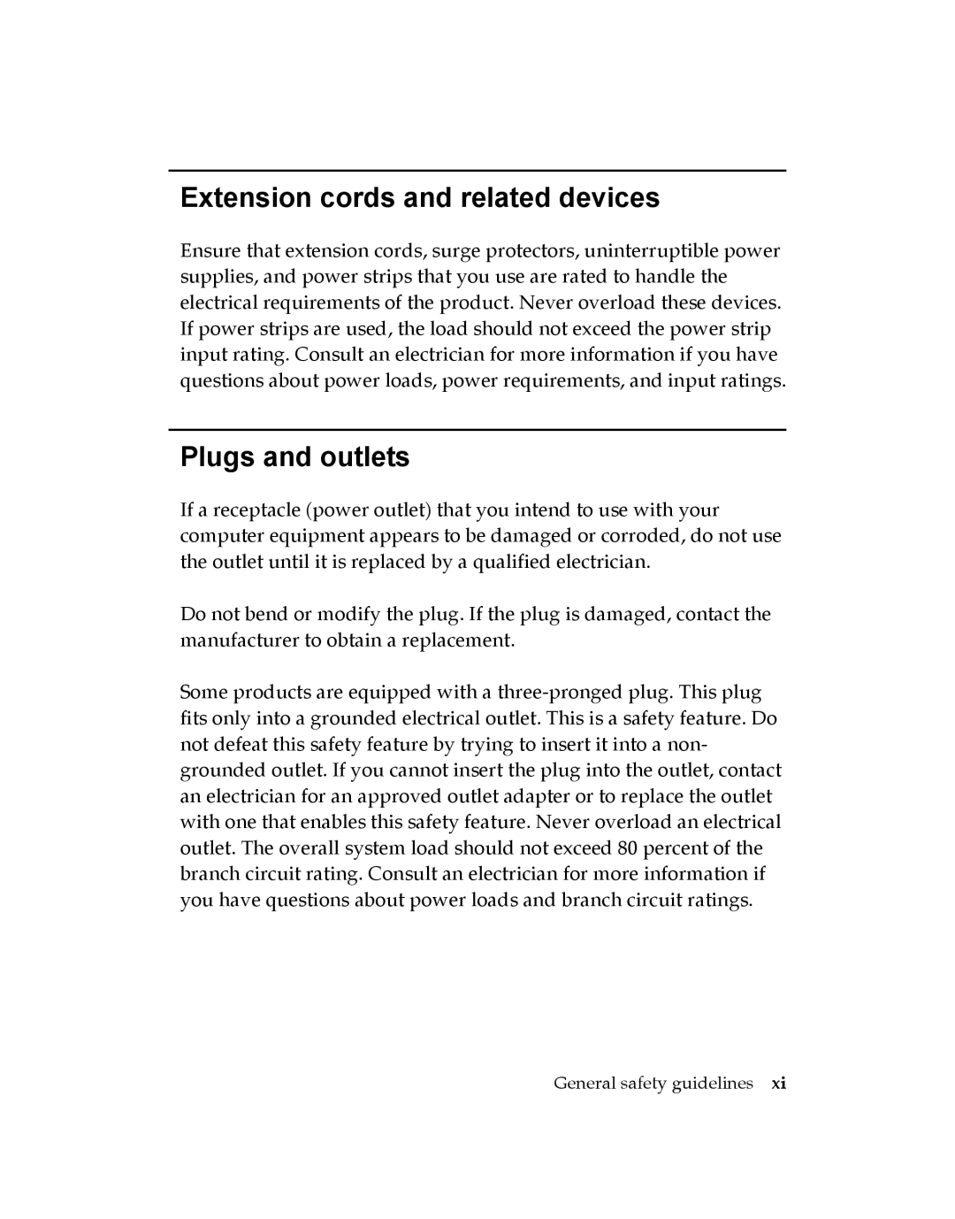 Lenovo GP20N manual Extension cords and related devices 