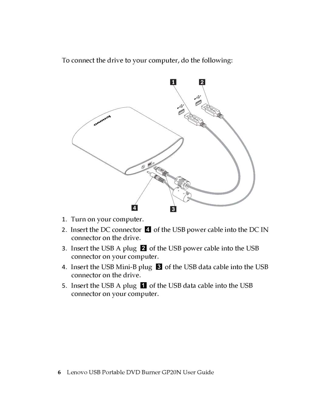 Lenovo manual Lenovo USB Portable DVD Burner GP20N User Guide 