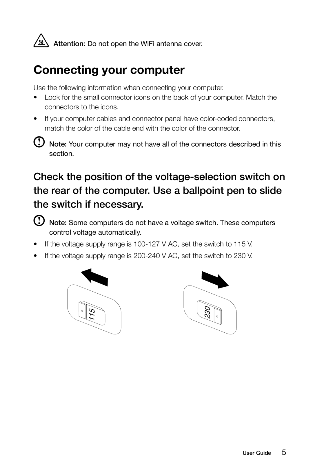 Lenovo H520S, H505S, 57312710, 57311365, 4746, 3230, 31502552, 2561, 10093, 10107 manual Connecting your computer 