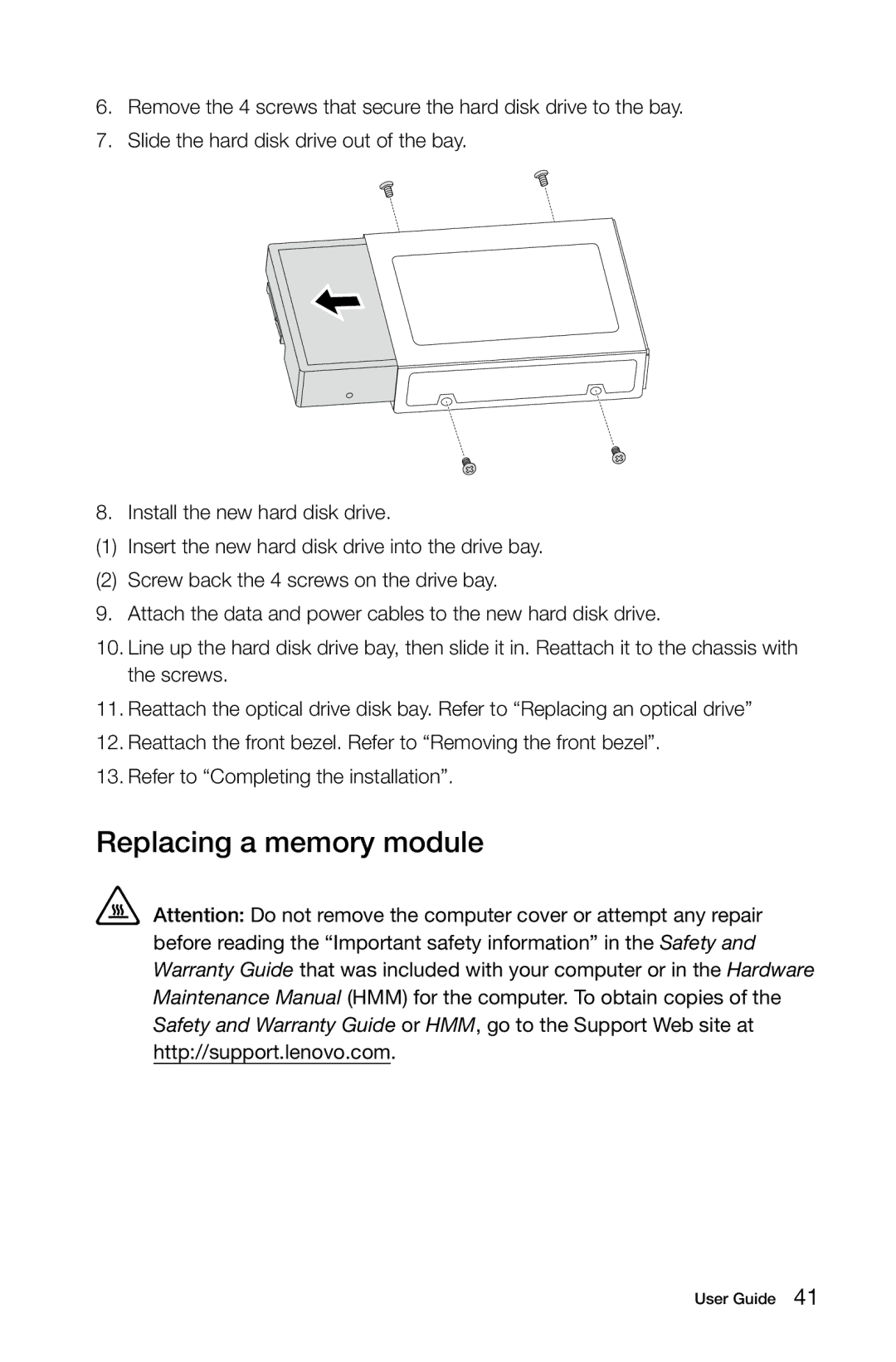 Lenovo 31502552, H520S, H505S, 57312710, 57311365, 4746, 3230, 2561, 10093, 10107 manual Replacing a memory module 