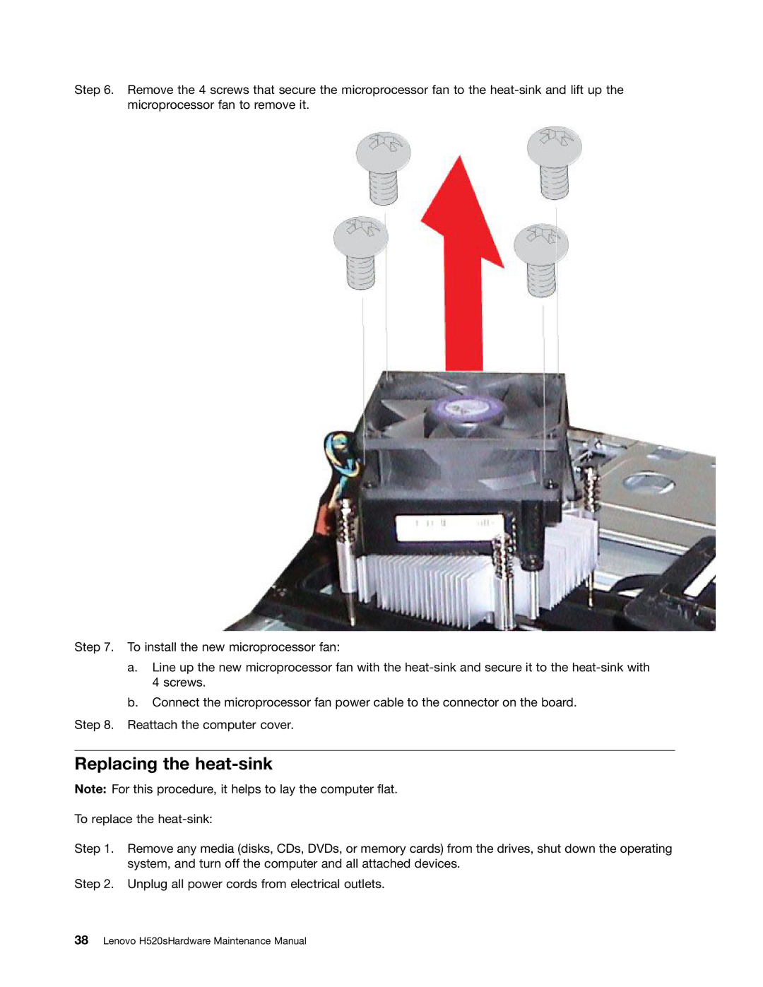 Lenovo H520S manual Replacing the heat-sink 