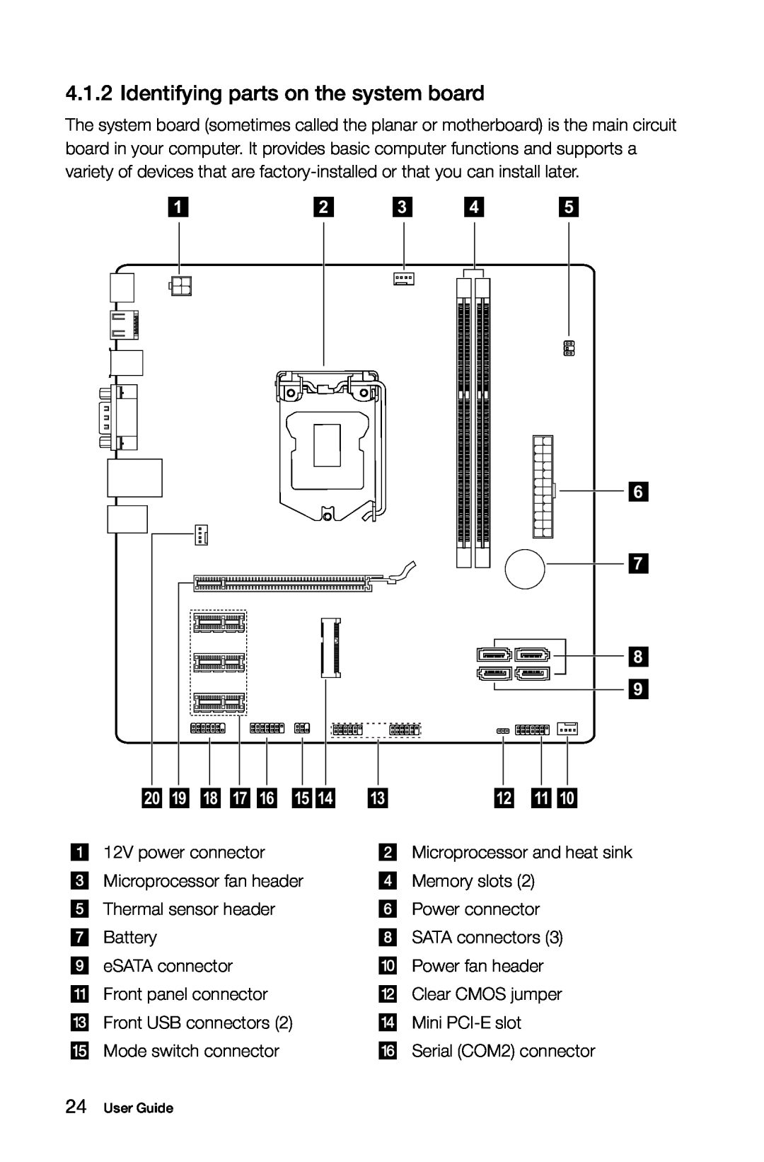 Lenovo H5S manual Identifying parts on the system board 
