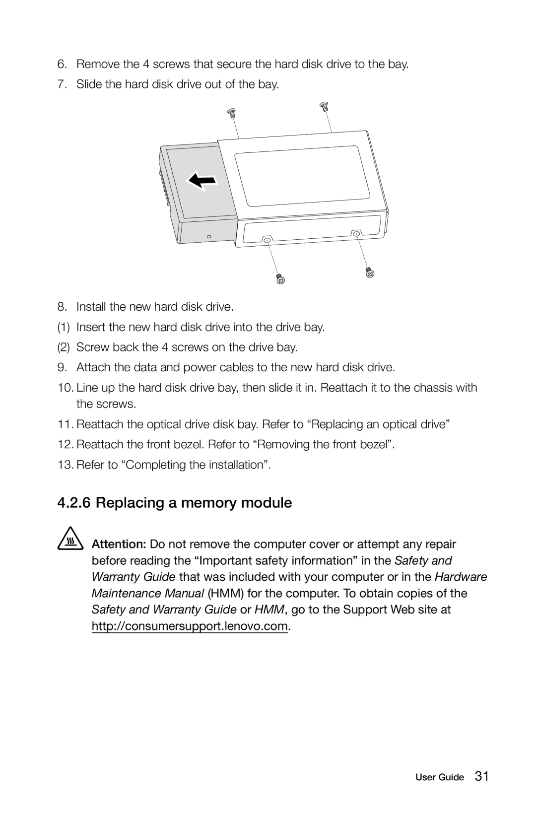 Lenovo H5S manual Replacing a memory module 