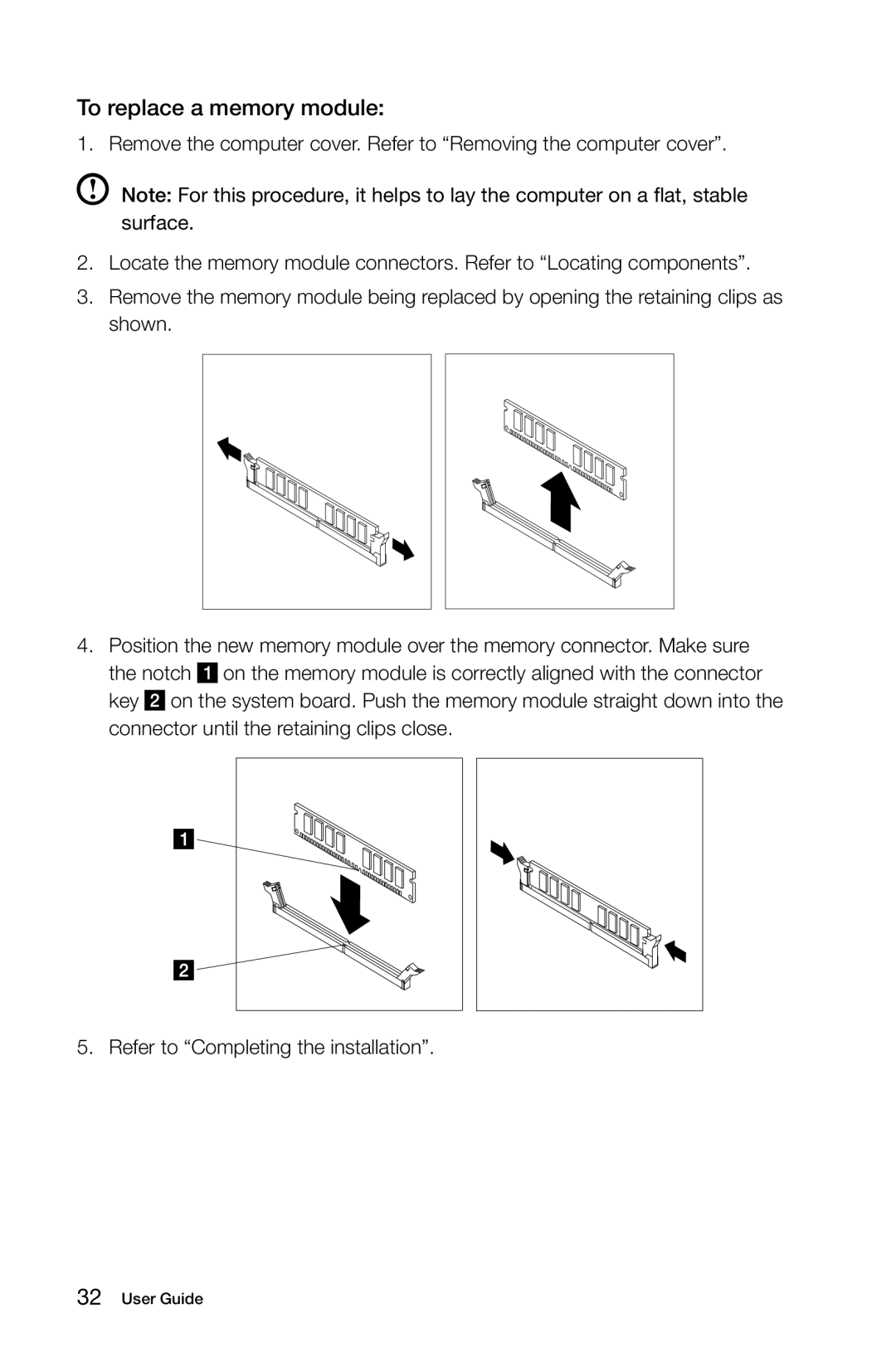 Lenovo H5S manual To replace a memory module 