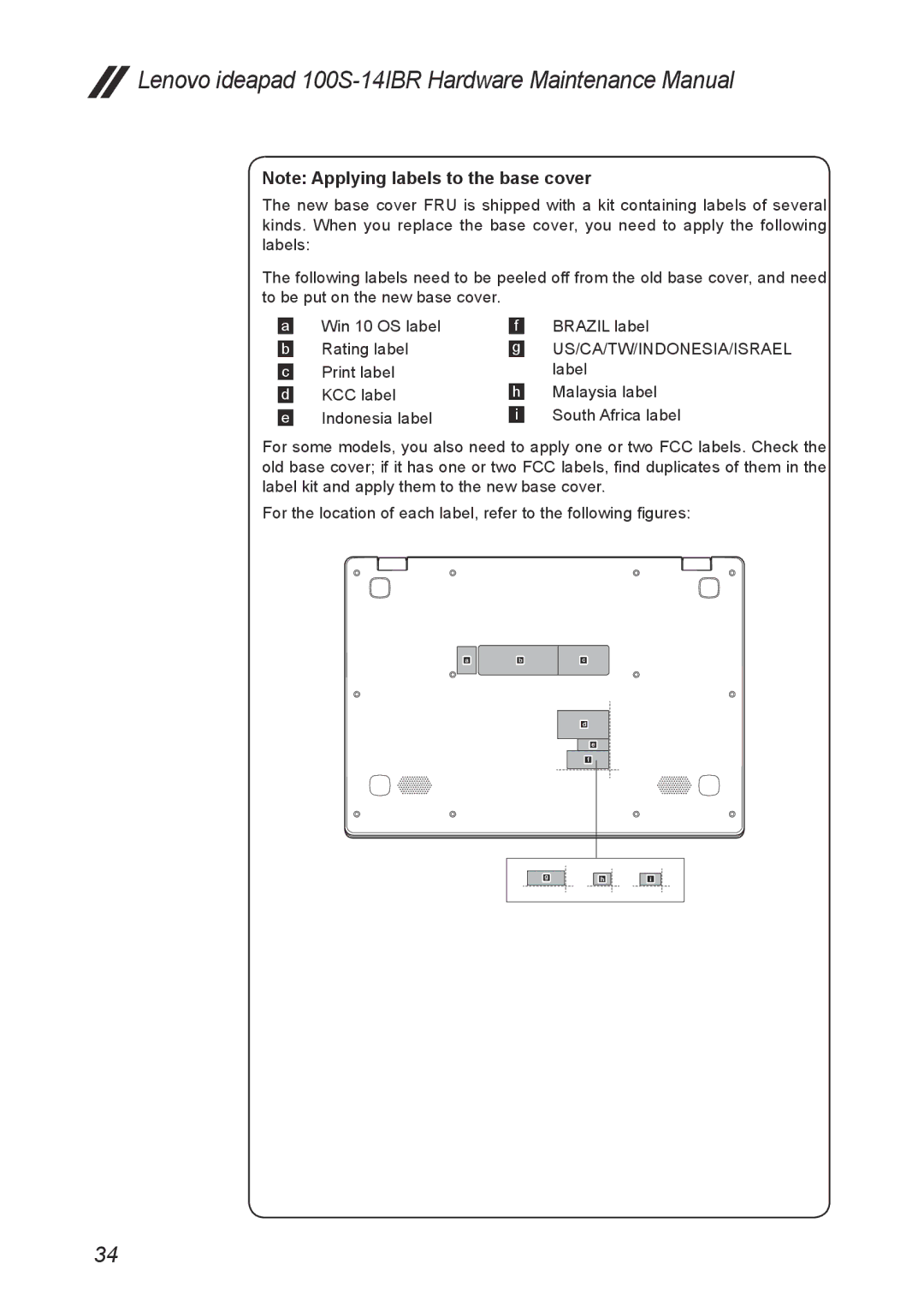 Lenovo IdeaPad 100S manual Win 10 OS label Brazil label Rating label 