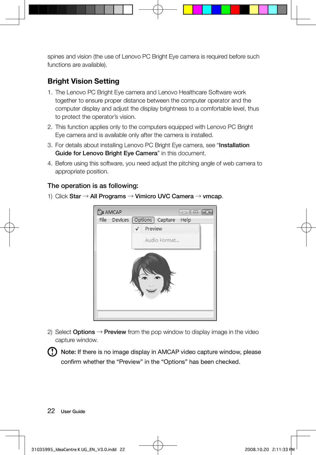 Lenovo K manual Bright Vision Setting, Operation is as following 