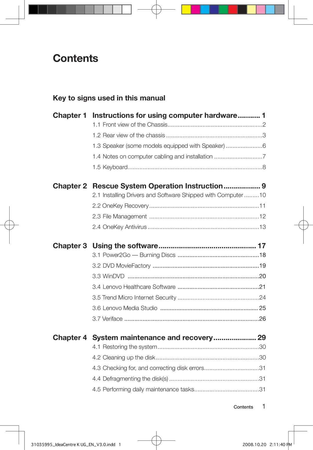 Lenovo K manual Contents 