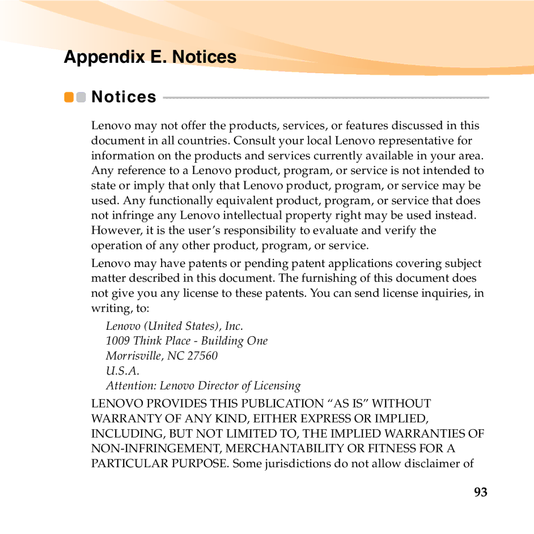 Lenovo K23 manual Appendix E. Notices 