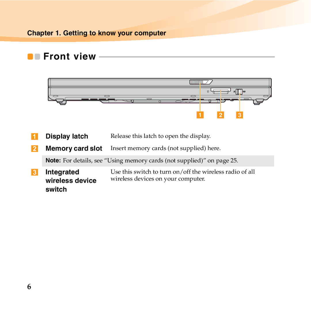 Lenovo K23 manual Display latch, Integrated, Wireless device, Switch 