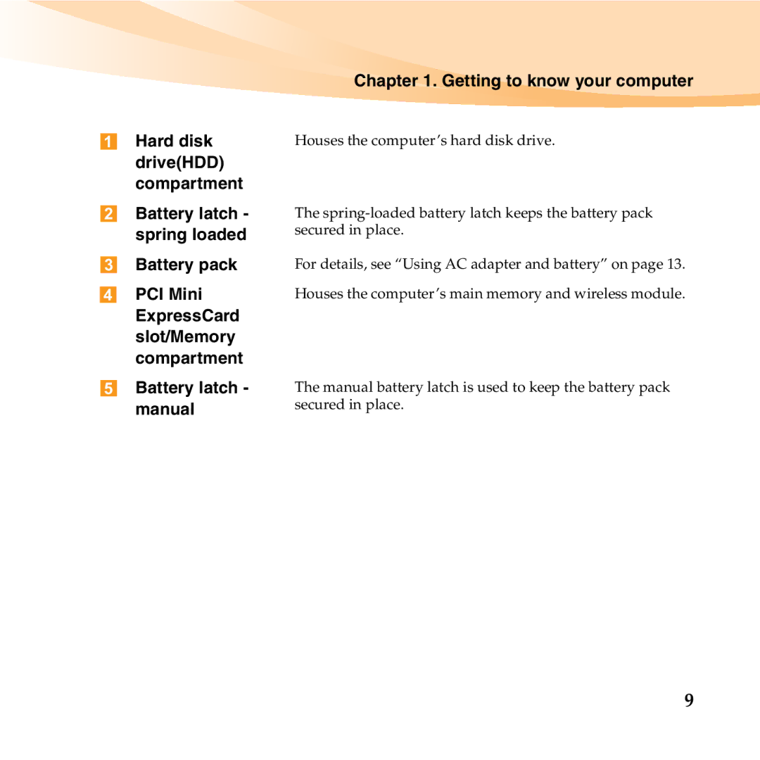 Lenovo K23 Battery pack, Battery latch manual 