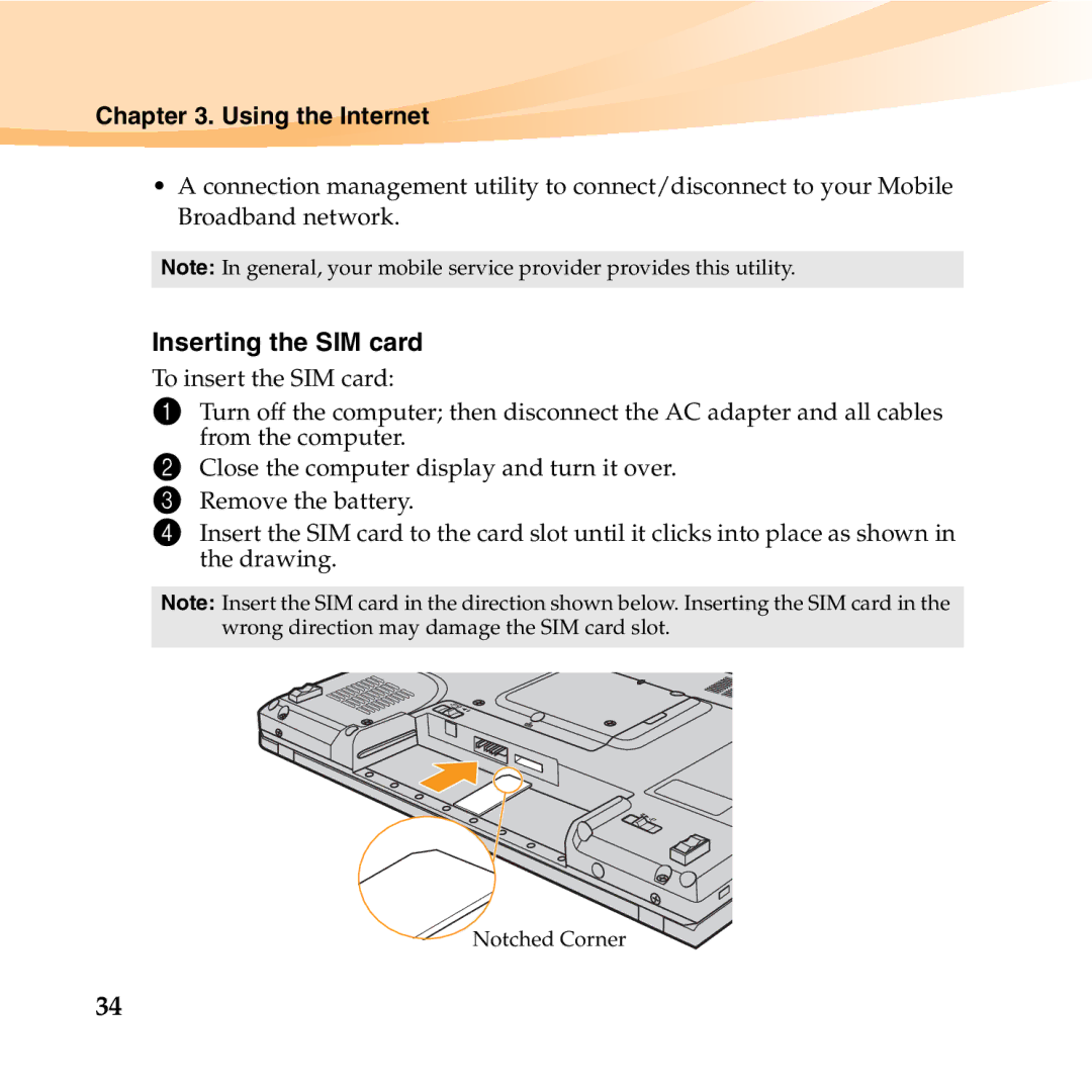 Lenovo K23 manual Inserting the SIM card 