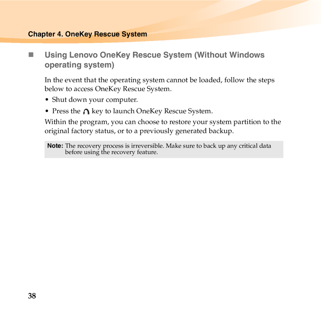 Lenovo K23 manual OneKey Rescue System 