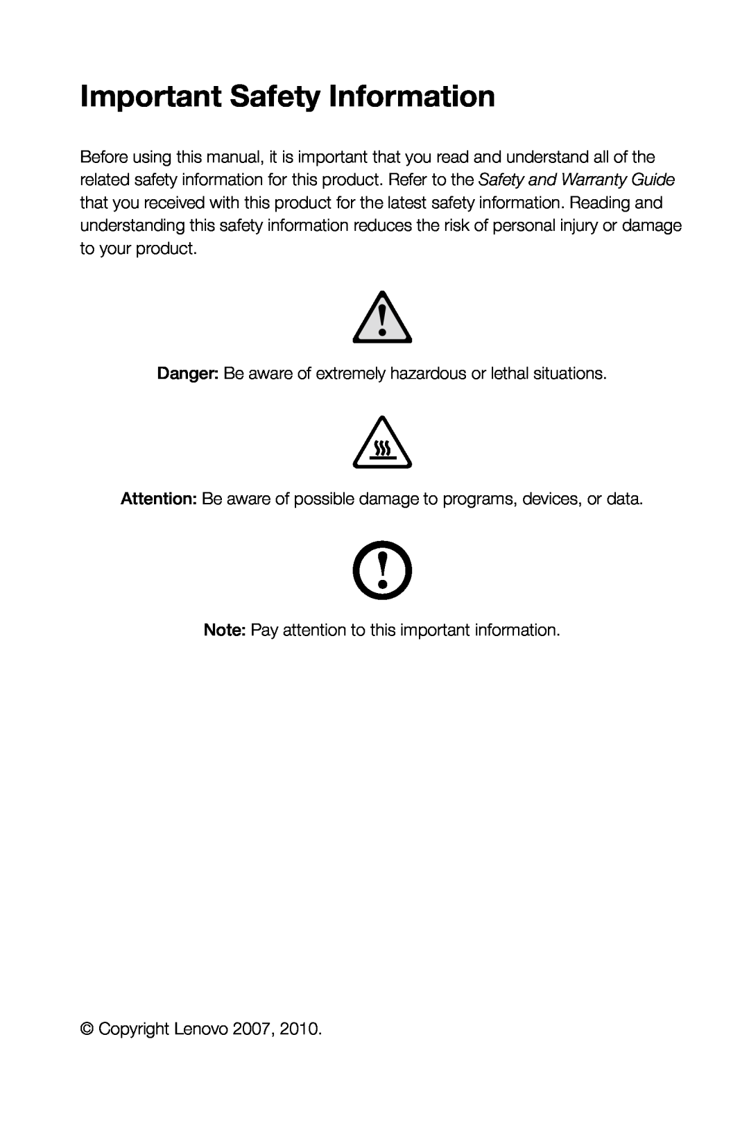 Lenovo K3 manual Important Safety Information 