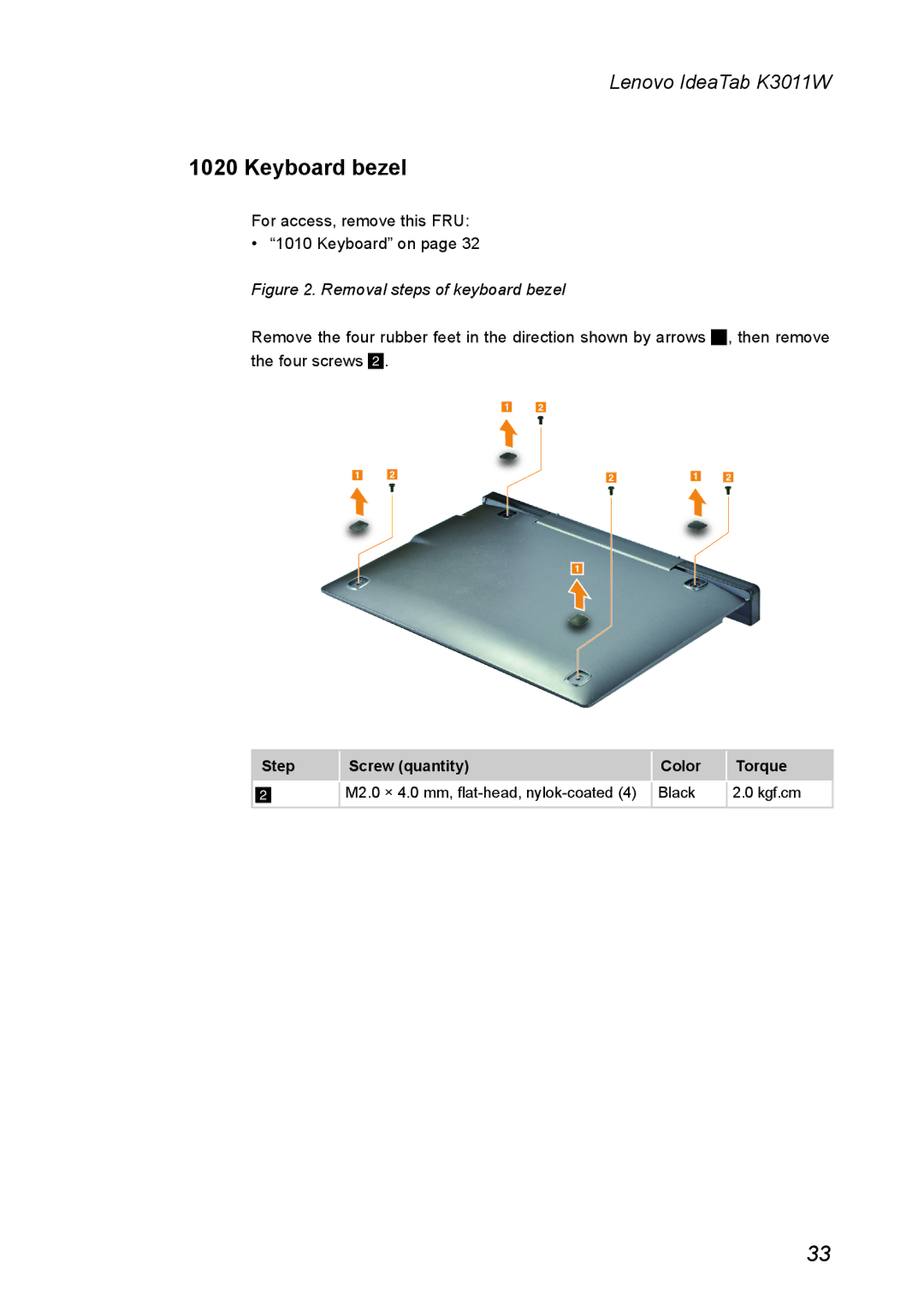 Lenovo K3011W manual Keyboard bezel, Removal steps of keyboard bezel 