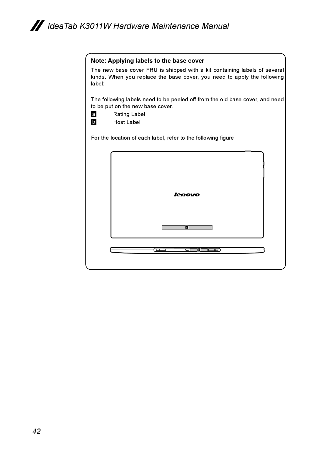 Lenovo manual IdeaTab K3011W Hardware Maintenance Manual 