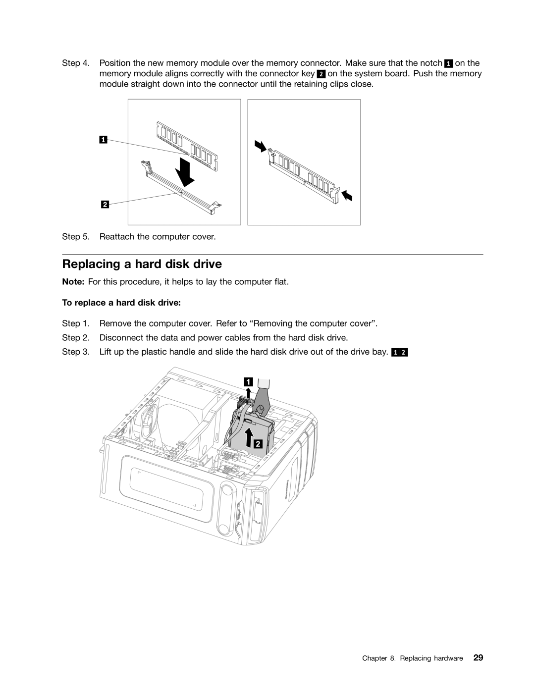 Lenovo K410, K430 manual Replacing a hard disk drive, To replace a hard disk drive 