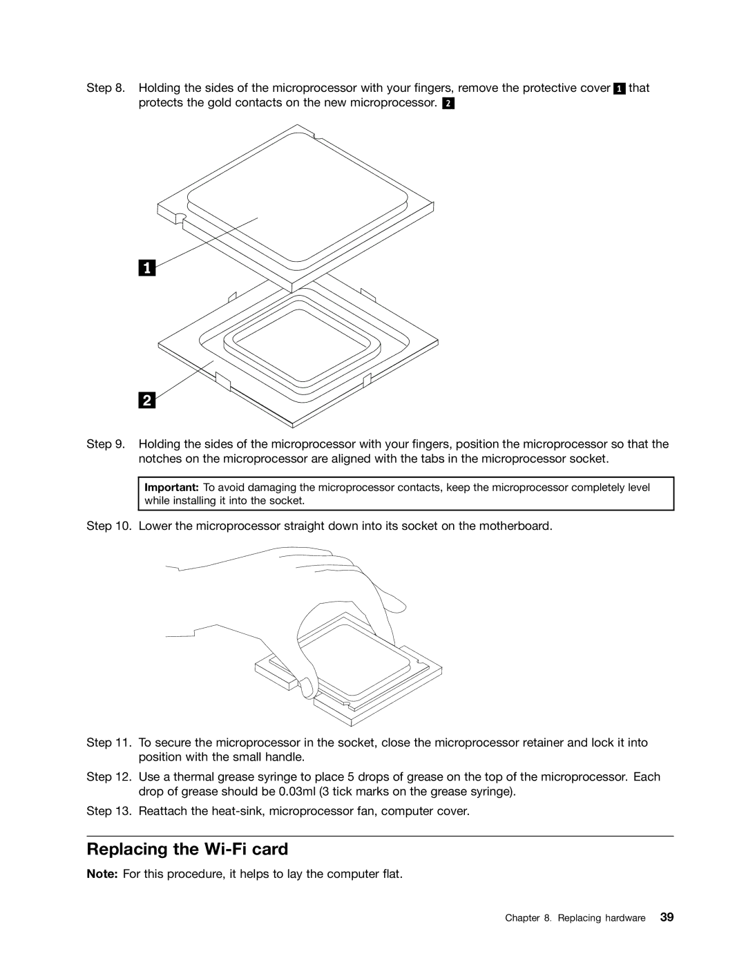 Lenovo K410, K430 manual Replacing the Wi-Fi card 