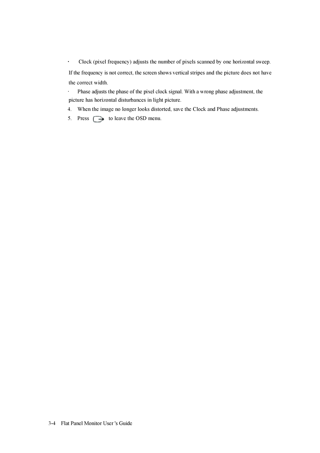 Lenovo L171 manual Press to leave the OSD menu, 3-4Flat Panel Monitor User s Guide 