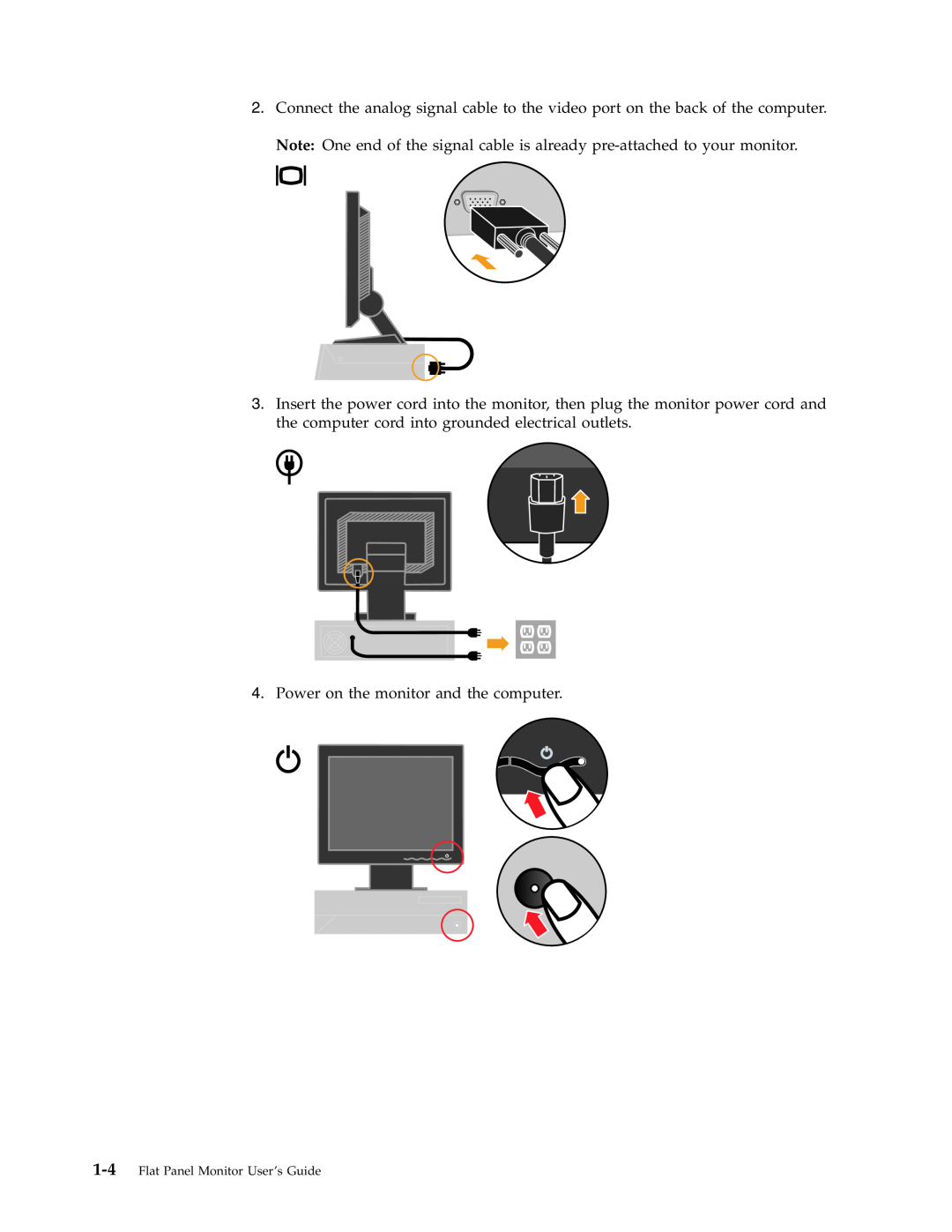 Lenovo L171 manual Power on the monitor and the computer 