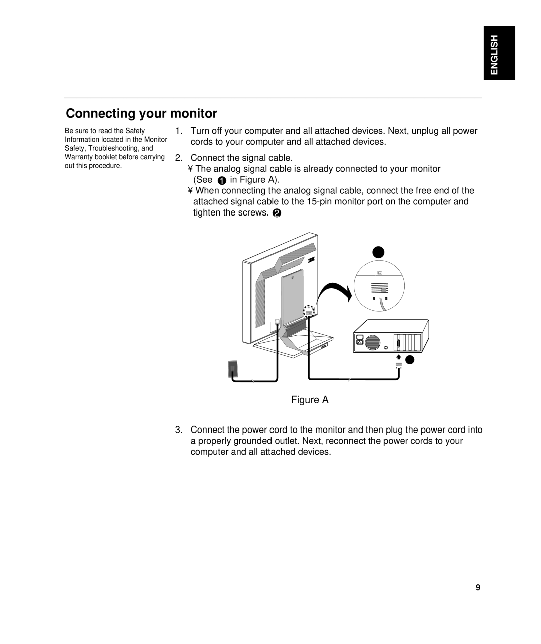 Lenovo L190 manual Connecting your monitor, Figure a 