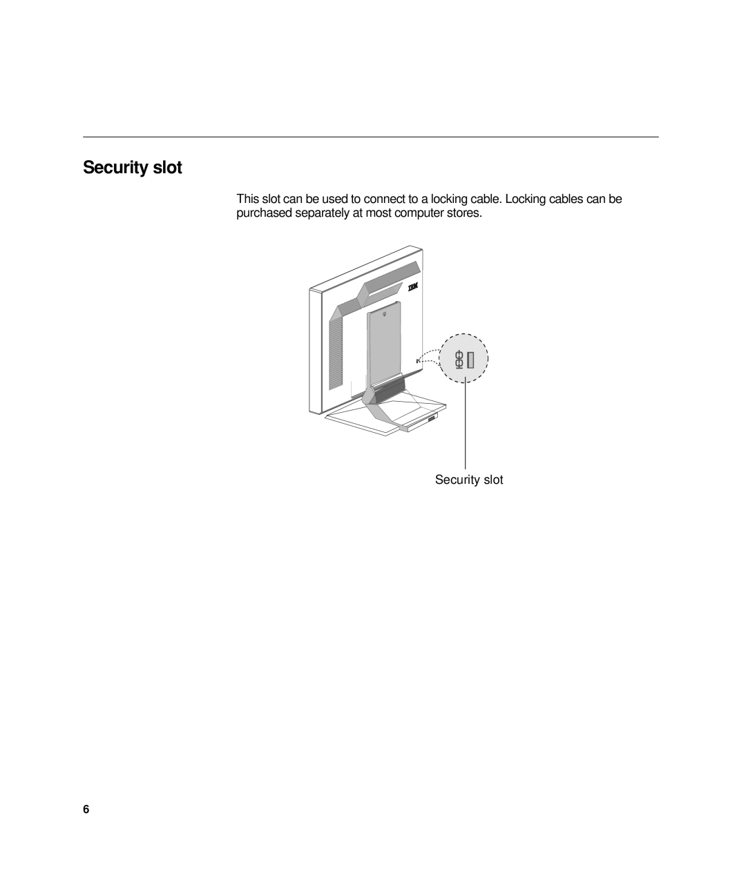 Lenovo L190 manual Security slot 