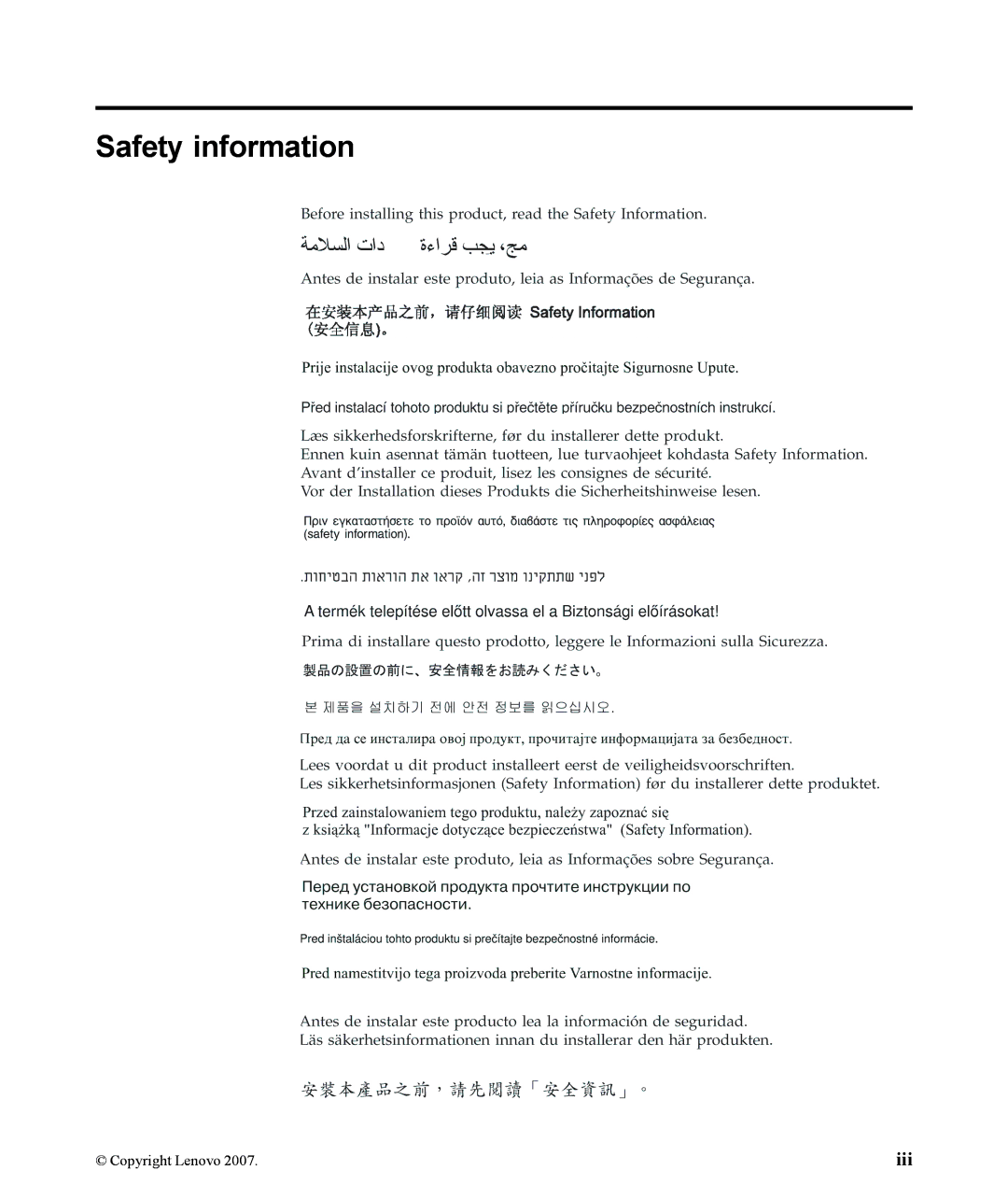 Lenovo L190x manual Safety information 