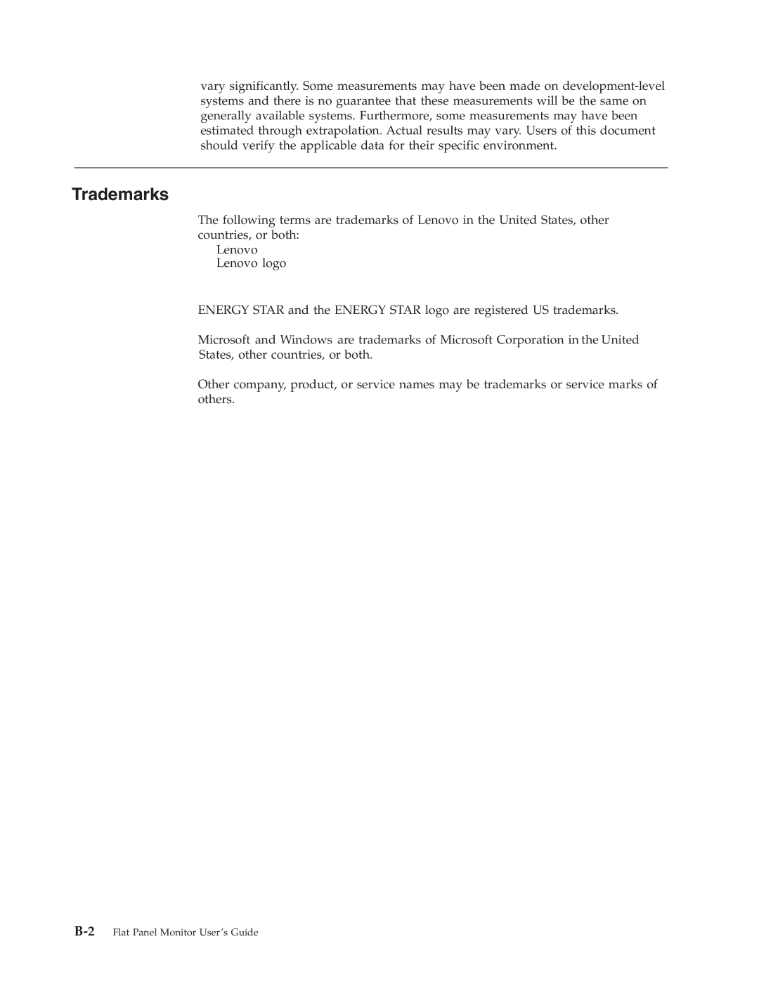 Lenovo L193 manual Trademarks 