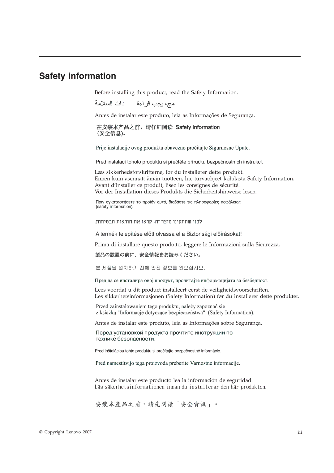 Lenovo L194 manual 3AFETY Information 