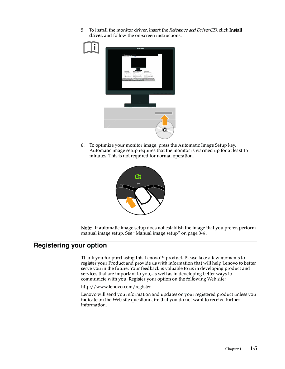 Lenovo L1940 manual Registering your option 