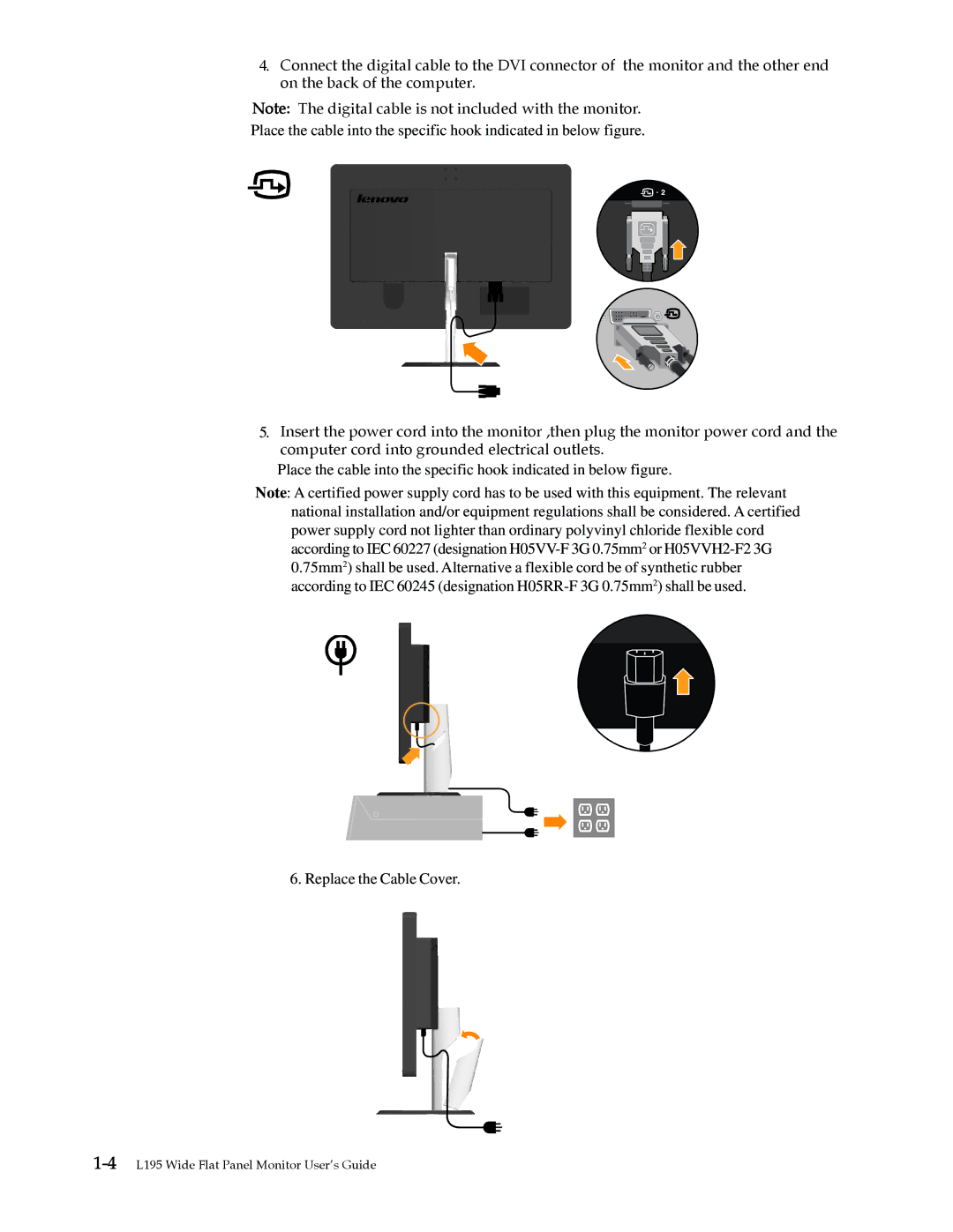 Lenovo L195 WIDE manual 4L195 Wide Flat Panel Monitor User’s Guide 