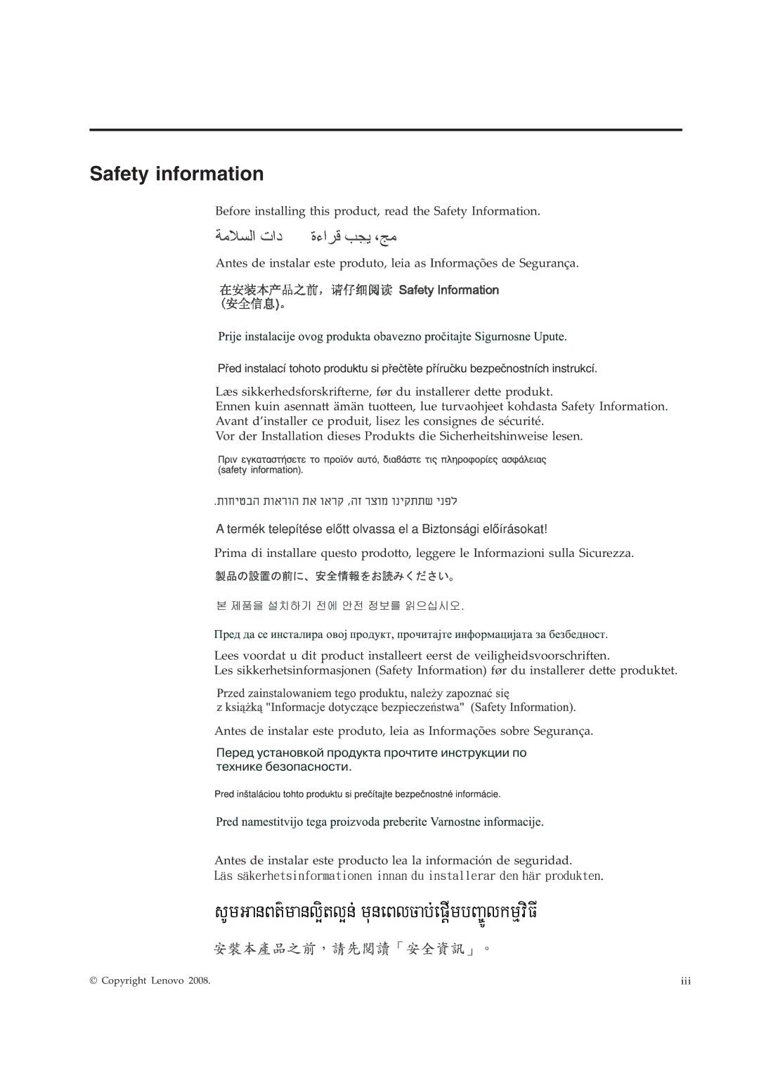 Lenovo L200P manual 3AFETY Information 