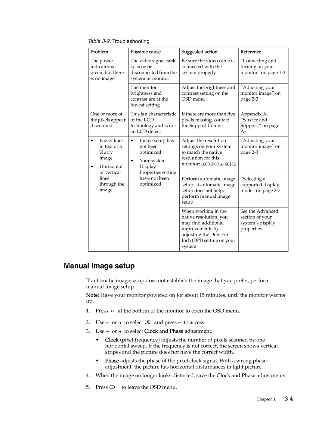 Lenovo L2021 manual Manual image setup 