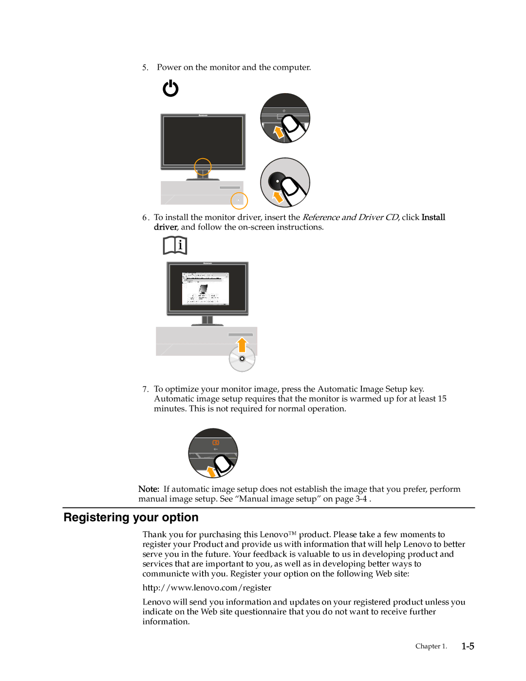 Lenovo L2021 manual Registering your option 