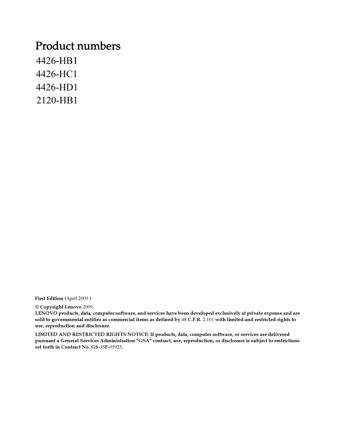 Lenovo L2060 manual Product numbers 