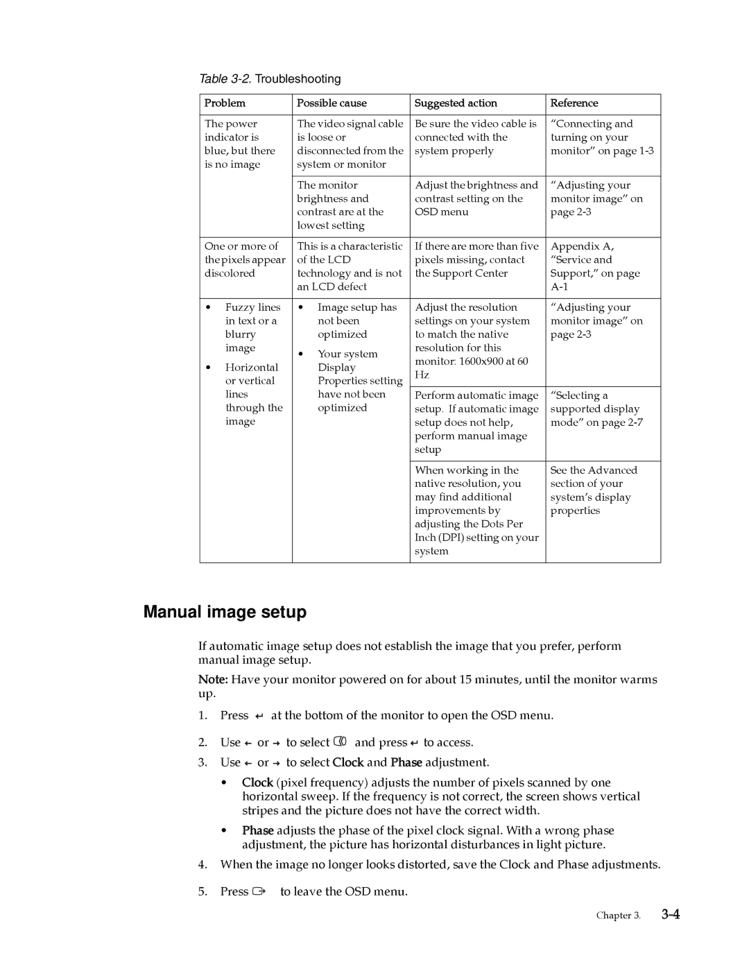 Lenovo L2060 manual Manual image setup 